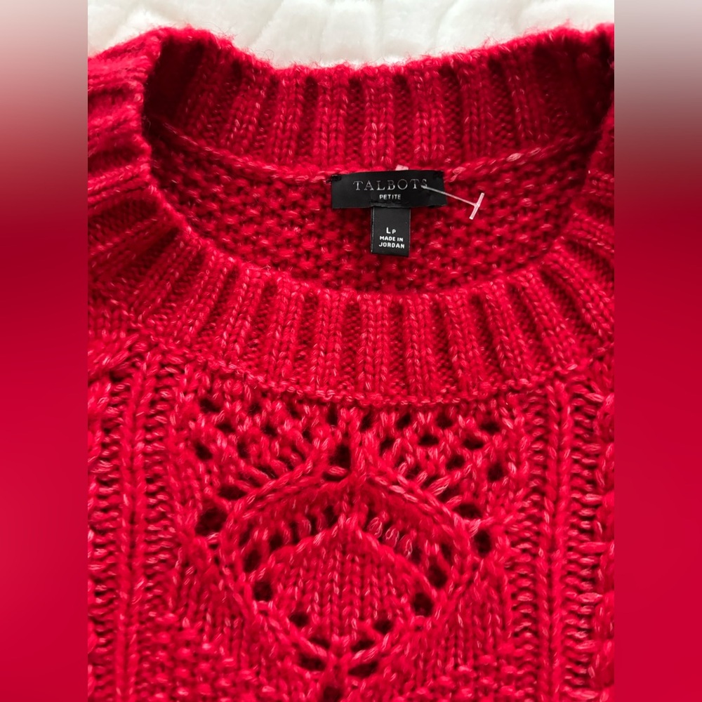 SOLD🚫Lands End NWOT Red Cable Knit Sweater - Picture 5 of 11